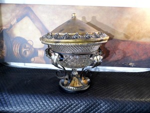 Vintage Covered Glass Serving Piece