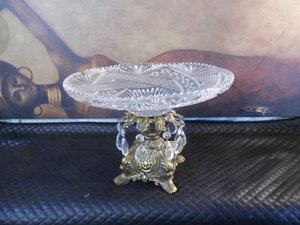 Vintage Cut Glass Oval Bowl