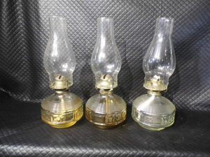 3 Vintage Matching Glass Oil Lamps