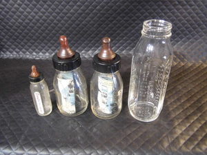 4 Vintage Glass Baby Bottles