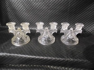 Federal Glass Wigwam Pattern Double Candle Holder