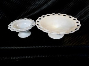 Vintage Milk Glass Footed Bowls
