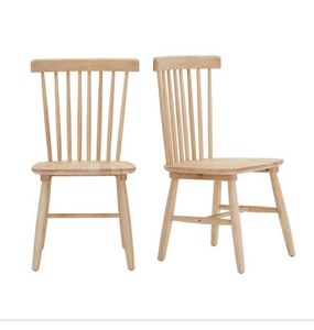 Lot of 2 - StyleWell Windsor Unfinished Natural Pine Wood Dining Chairs total 4 Chairs
