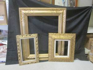 (C-2) 3 Antique Gold Frames...