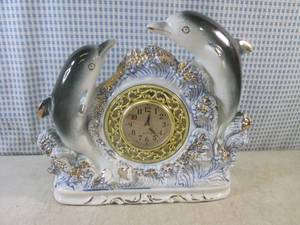(FS) Ceramic Dolphin Clock - Workin...