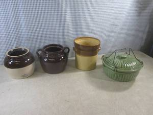 (F-1) 3 Vintage Earthenware Crocks ...