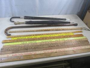 (H-2) 2 Vintage Umbrellas, Cane and...