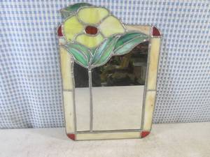 (EC1) Vintage Stained Glass Mirror ...