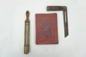 lot 147 image: Starrett tool book, level and antique thermometer