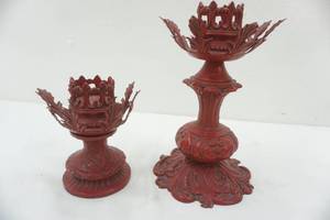 lot 150 image: 6 and 10 candle holders, metal