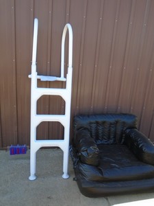 New pool ladder & blow up chair. As shown.