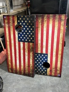U.S. Flag Cornhole Boards with Lighted Hole