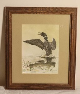 lot 56 image: SIGNED Fine Art Naturalist Print - M.G. Loates - Loon