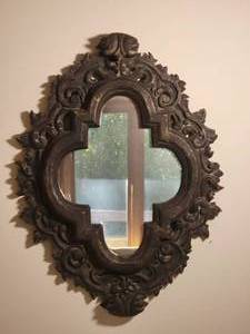 lot 59 image: Breathtaking Antique Baroque Plaster Wall Mirror - Black