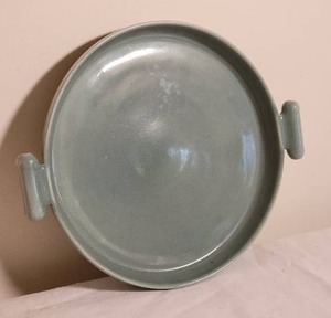 lot 52 image: Vintage Red Wing Pottery Ceramic Handled Serving Tray - Blue-Gray