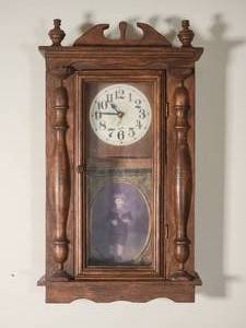 lot 94 image: Antique Spartus Wall Clock with Early 20th Century Photo Inlay