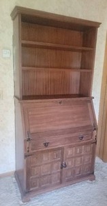 lot 46 image: Vintage U. Ruiz Gil Spainish Hardwood Secretary with Marble Writing Desk Insert