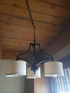 lot 45 image: Contemporary Farmhouse 3-Fixture Chandalier - Brushed Black Metal