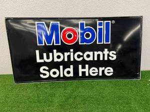 lot 3 image: Mobil Lubricants Sold Here Metal Sign 24 x 48