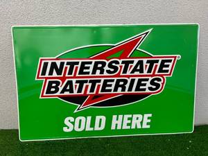 lot 4 image: Interstate Batteries Sold Here Metal Sign 30 x 48