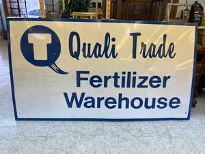 lot 6 image: Quali Trade Fertilizer Warehouse Metal Sign 46 x 84
