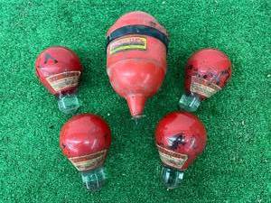 lot 50 image: Red Comet Fire Extinguisher & Glass Balls
