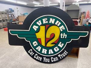 lot 90 image: 12th Avenue Garage Plastic Sign 67 x 97