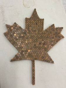 lot 145 image: Maple Leaf Artwork with Canadian Pennies 24 x 29