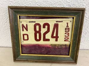 lot 148 image: 1932 ND 3 Digit License Plate in Frame - Repaint