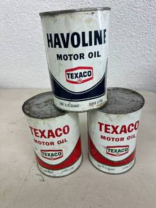 lot 166 image: Full Texaco Metal Motor Oil Cans