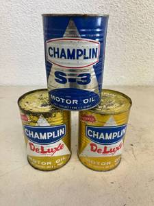 lot 183 image: Chaplin Motor Oil Full Metal Cans