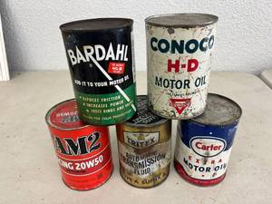 lot 189 image: Metal Oil Cans