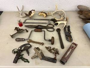 lot 234 image: Hand Tools, Traps & Antlers