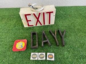 lot 240 image: Exit Sign, Valley City Orvs Bar Ashtray, Metal Letters