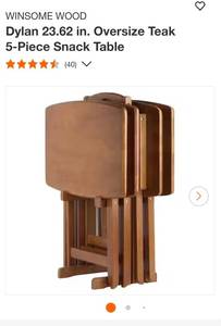 Teak 5-piece snack table set