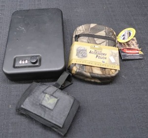 lot 50 image: PORTABLE LOCKING PISTOL SAFE, AND MORE