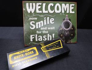 lot 57 image: METAL SIGN AND CLEANING KIT