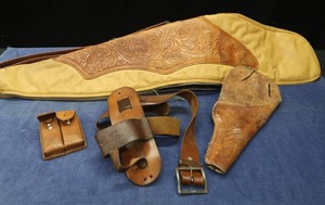 lot 64 image: VINTAGE EMBOSSED LEATHER WORKS