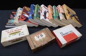 lot 80 image: GUN DIGEST BOOKS AND CIGAR BOXES