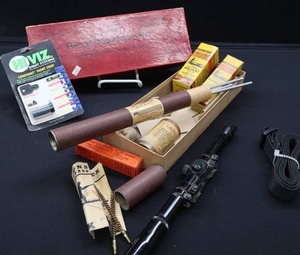 lot 130 image: SCOPE, RIFLE CLEANING KIT AND MORE