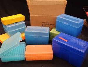 lot 222 image: VARIETY OF CASES AND FULL BOX OF NEW SEALABLE BULLET BAGS
