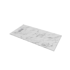lot 18 image: 72 in. L x 36 in. W x 1.125 in. H Solid Composite Stone Shower Pan Base with LR Drain in Carrara Sand