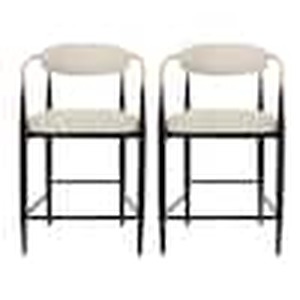 lot 33 image: Noble House Boise 37.25 in. Low Back Beige and Black Wood Counter Stool (Set of 2) Extra Tall