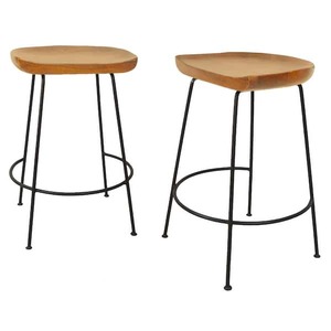 lot 35 image: Diya 25 in. Natural Stationary Stool (Set of 2)