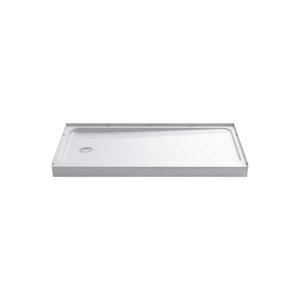 lot 55 image: 60 in. L x 32 in. W Alcove Shower Pan Base with Left Drain in White