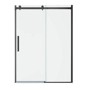 lot 60 image: Passage 60 in. W x 72 in. H Sliding Semi-Frameless Shower Door in Matte Black with Clear Glass