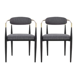 lot 65 image: Boise Charcoal and Black Fabric Upholstered Dining Chairs (Set of 2)