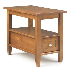 lot 75 image: Warm Shaker Solid Wood 14 in. Wide Rectangle Transitional Narrow Side Table in Light Golden Brown