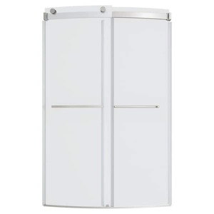 lot 184 image: Ovation Curve 48 in. W x 72 in. H Sliding Frameless Barn Shower Door in Brushed Nickel