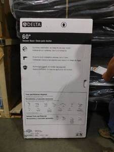 lot 31 image: Delta Classic 500 60 in. L x 30 in. W Alcove Shower Pan Base with Right Drain in High Gloss White
